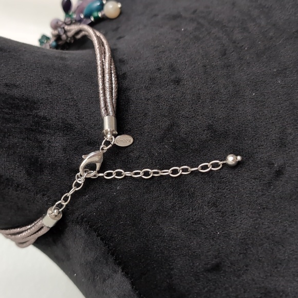 Chico's "Declan" Bib Necklace Glass, Metal, Lurex - Picture 5 of 11